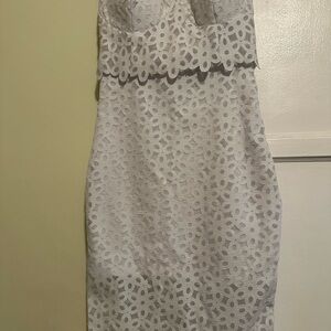 bebe Strapless White Lace Dress